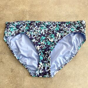 Athleta Womens Size Large High Waist Bikini Swim Bottom Floral Green Multicolor